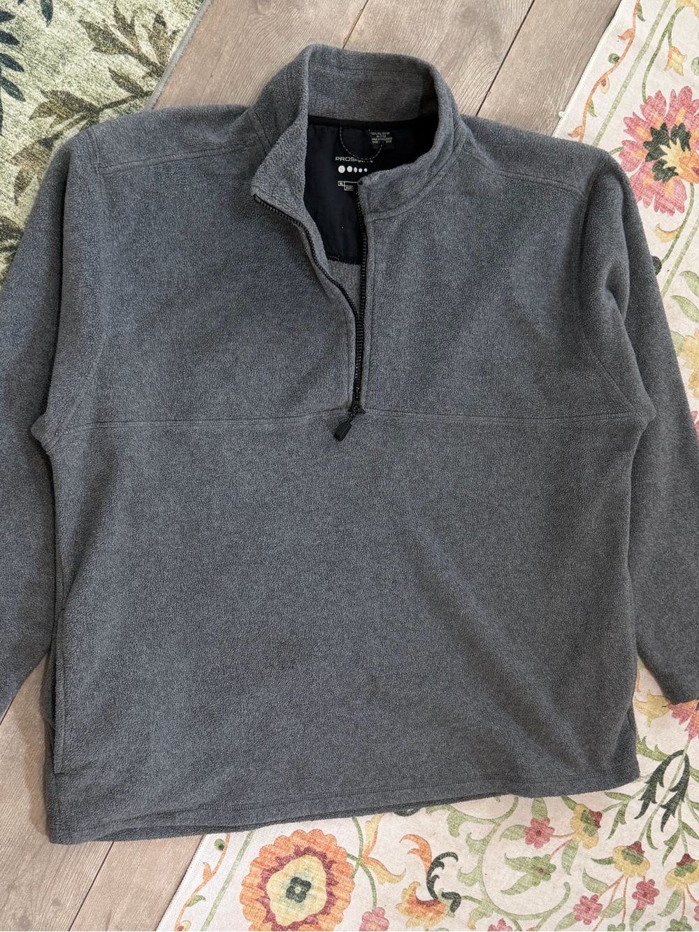 VTG 90a Prospirit Men’s Charcoal Gray Quarter-Zip Fleece Pullover Xl